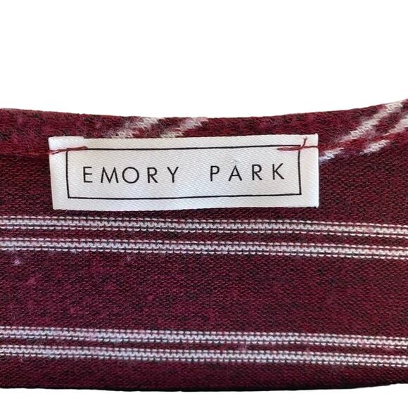 Emory Park Striped Lightweight Bell Sleeve V-Neck Button Up Cropped Sweater Sz S - Picture 4 of 5